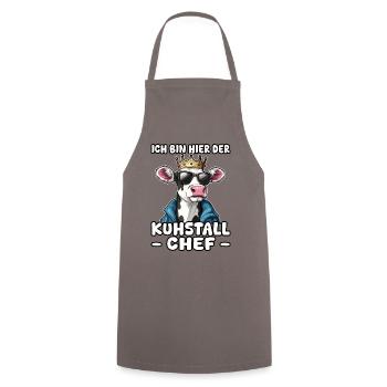 Kuhstall Chef | Kühe | Führungskraft Landwirt - Kochschürze - Grau - Vorne - AI Model Male 185 dark (185cm)