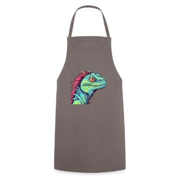 Basilisk Buntes Aquarell Cartoon Kawaii Tier - Kochschürze - Grau - Vorne - AI Model Male 185 dark (185cm)