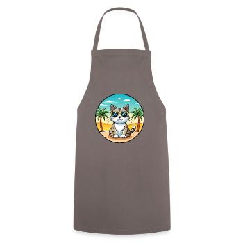 American Wirehair Cat Breed Cartoon Sunglass Beach - Cooking Apron - grey - Front - AI Model Male 185 dark (185cm)