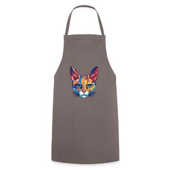 Pixie Bob Katze Bunte Aquarell Haustier Illustration - Kochschürze - Grau - Vorne - AI Model Male 185 dark (185cm)