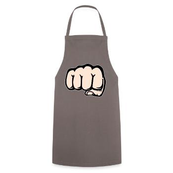 Faust Hand Symbol vorne - Kochschürze - Grau - Vorne - AI Model Male 185 dark (185cm)