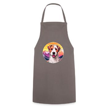 Draht Foxterrier Hunderasse Karikatur Kawaii Watercol - Kochschürze - Grau - Vorne - AI Model Male 185 dark (185cm)
