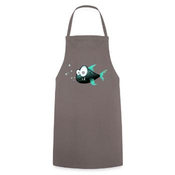 Blubberfisch Cartoon Teal - Kochschürze - Grau - Vorne - AI Model Male 185 dark (185cm)