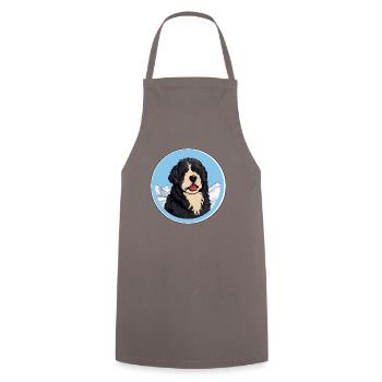 Friesische Wasserhundrasse Karikatur Kawaii Aquarell - Kochschürze - Grau - Vorne - AI Model Male 185 dark (185cm)