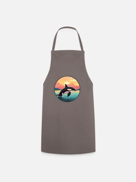 Orca Buntes Aquarell Cartoon Kawaii Tier - Kochschürze - Grau