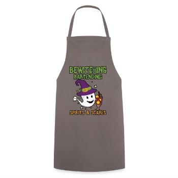 Verhexendes Bartending: Geister & Schreckgespenste - Kochschürze - Grau - Vorne - AI Model Male 185 dark (185cm)