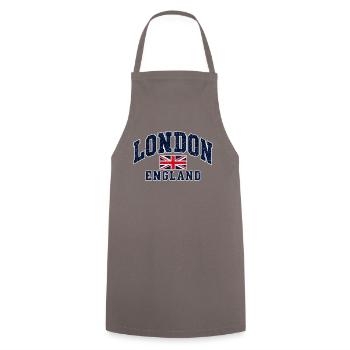 London - England - Union Jack - Vintage - Kochschürze - Grau - Vorne - AI Model Male 185 dark (185cm)
