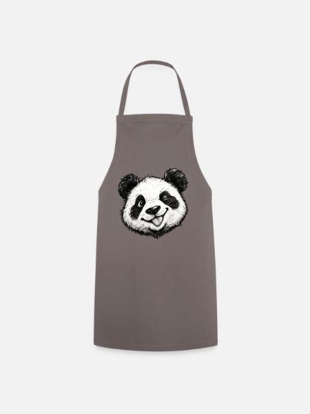 Lustiger Panda-Zunge rausgestreckt, süßer Panda-Liebhaber-Humor - Kochschürze - Grau