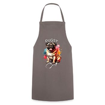 Pug Mädchen Mops - Kochschürze - Grau - Vorne - AI Model Male 185 dark (185cm)