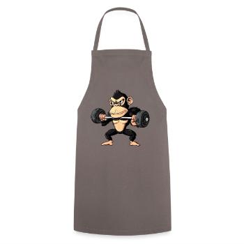 Affen Gym Fitness - Kochschürze - Grau - Vorne - AI Model Male 185 dark (185cm)