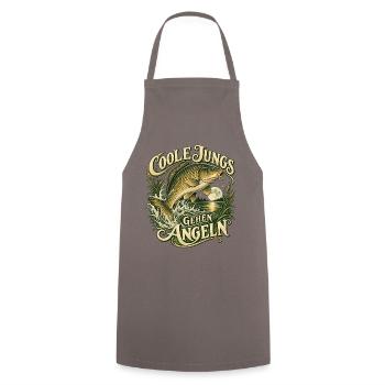 Angler Spruch Jungen Karpfen Mond Papa Sohn - Kochschürze - Grau - Vorne - AI Model Male 185 dark (185cm)