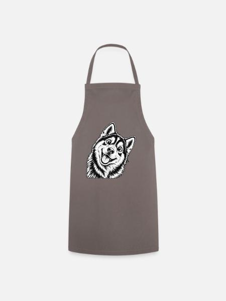 Fröhliche Husky Design - Kochschürze - Grau