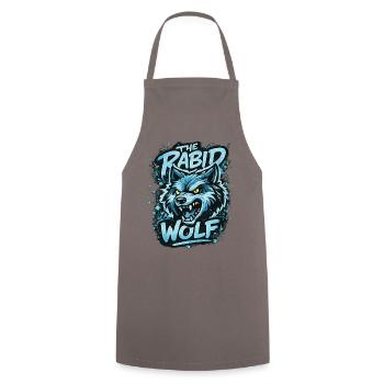 Wütender Wolf in Blau mit gelben Augen - Kochschürze - Grau - Vorne - AI Model Male 185 dark (185cm)