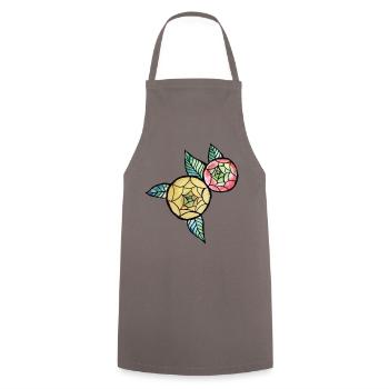 Pastellfarbene Blumenmandala, Pastellfarben - Kochschürze - Grau - Vorne - AI Model Male 185 dark (185cm)