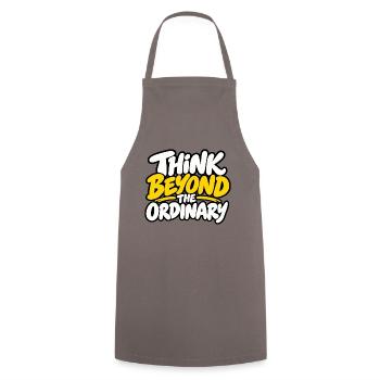 Think Beyond the Ordinary – Positives Statement  - Kochschürze - Grau - Vorne - AI Model Male 185 dark (185cm)