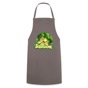 Squishme Brokkoli Cartoon - Kochschürze - Grau - Vorne - AI Model Male 185 dark (185cm)