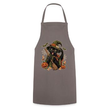 Halloween Büro-Hexe erschöpfte Hexenkatze - Kochschürze - Grau - Vorne - AI Model Male 185 dark (185cm)