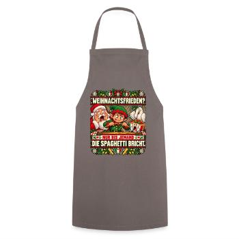 Spaghetti brechen? Schluss mit Weihnachtsfrieden - Kochschürze - Grau - Vorne - AI Model Male 185 dark (185cm)