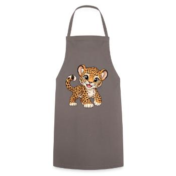 Kawaii Leopard – Süße wilde Katze - Kochschürze - Grau - Vorne - AI Model Male 185 dark (185cm)