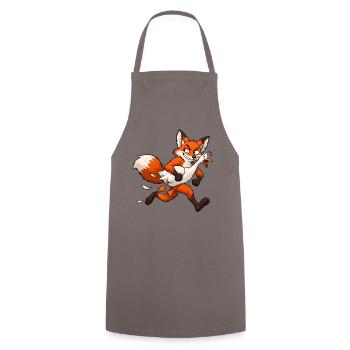 Fuchs entführt Gans – Lustiger Comic - Kochschürze - Grau - Vorne - AI Model Male 185 dark (185cm)