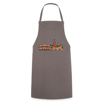Verona Skyline – Bunte Kinderzeichnung im Wachsmal - Kochschürze - Grau - Vorne - AI Model Male 185 dark (185cm)
