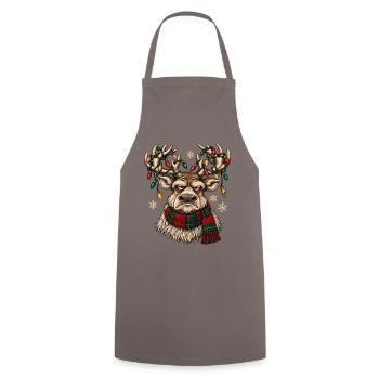 Festliche Rentiere mit Weihnachtslichtern - Kochschürze - Grau - Vorne - AI Model Male 185 dark (185cm)