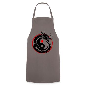 Tintenpinsel Chinesischer Drache Yin Yang - Kochschürze - Grau - Vorne - AI Model Male 185 dark (185cm)