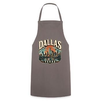 Dallas Skyline Retro Sunset - Kochschürze - Grau - Vorne - AI Model Male 185 dark (185cm)