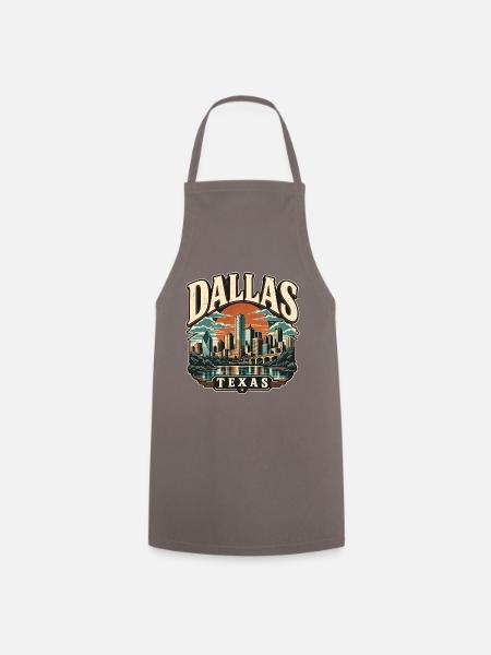 Dallas Skyline Retro Sunset - Kochschürze - Grau