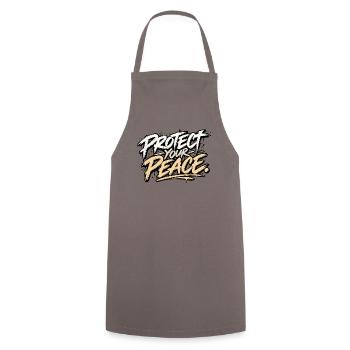 Protect Your Peace – Urban Streetwear - Kochschürze - Grau - Vorne - AI Model Male 185 dark (185cm)