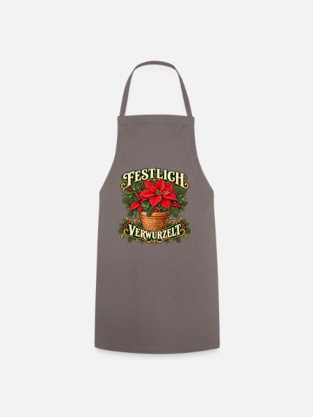 Festlich Verwurzelte Weihnachtsblume - Kochschürze - Grau