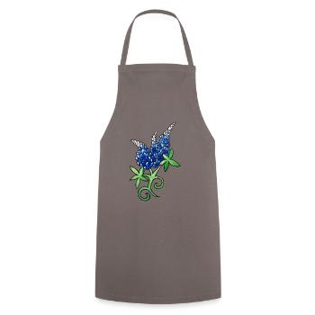Blaue Lupinen-Aquarellblüte - Kochschürze - Grau - Vorne - AI Model Male 185 dark (185cm)