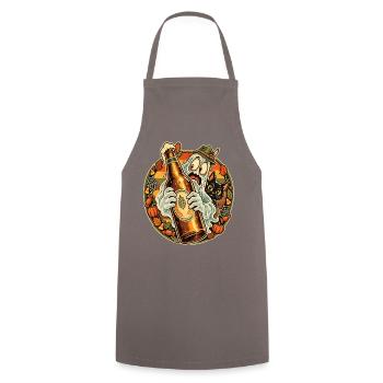 Halloween Geist Mit Flasche Und Katze - Kochschürze - Grau - Vorne - AI Model Male 185 dark (185cm)