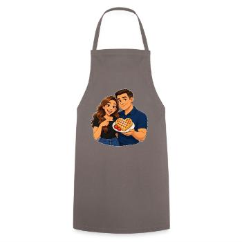 Herzförmiges Waffel-Liebesdate - Kochschürze - Grau - Vorne - AI Model Male 185 dark (185cm)