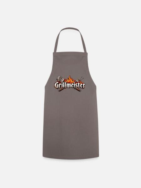 Grillmeister Flammen-Emblem - Kochschürze - Grau