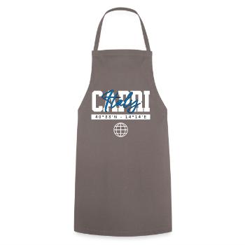 Capri Italien Koordinaten Reise Souvenir - Kochschürze - Grau - Vorne - AI Model Male 185 dark (185cm)