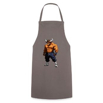 Sport Tiere Stier - Kochschürze - Grau - Vorne - AI Model Male 185 dark (185cm)