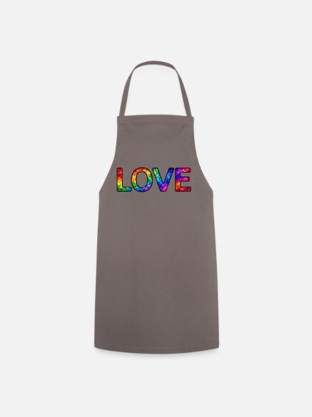LOVE-Rainbow-30cm - Kochschürze - Grau