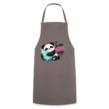 Zu viel Input Digga Panda - Kochschürze - Grau - Vorne - AI Model Male 185 dark (185cm)