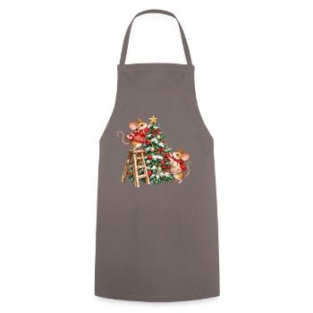 Mäuse schmücken den Weihnachtsbaum - Kochschürze - Grau - Vorne - AI Model Male 185 dark (185cm)