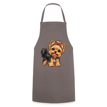 Yorkshire Terrier im Kawaii-Stil - Kochschürze - Grau - Vorne - AI Model Male 185 dark (185cm)