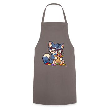 Sweet Stash – Süße Süßigkeiten-Horterkatze - Kochschürze - Grau - Vorne - AI Model Male 185 dark (185cm)