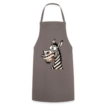 Lustige verrückte Zebra-Zeichentrick-Lächeln Tier-Humor-T-Shirt - Kochschürze - Grau - Vorne - AI Model Male 185 dark (185cm)