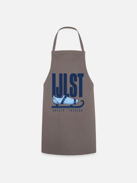 IJlst Drylts Friesland Holzschlittschuh Design - Kochschürze - Grau
