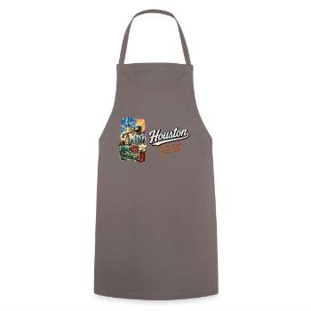 Houston Retro Vintage Space City Skyline Design - Kochschürze - Grau - Vorne - AI Model Male 185 dark (185cm)