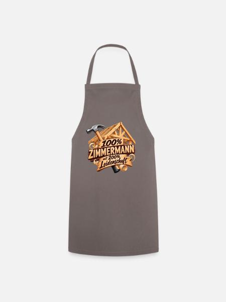 100% Zimmermann Leidenschaft Holzschild - Kochschürze - Grau