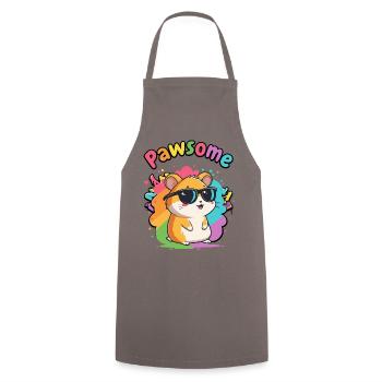 Hamster Pawsome Regenbogenbrille - Kochschürze - Grau - Vorne - AI Model Male 185 dark (185cm)