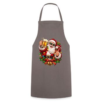 Fröhlicher Santa mit Bier und Geschenken - Kochschürze - Grau - Vorne - AI Model Male 185 dark (185cm)