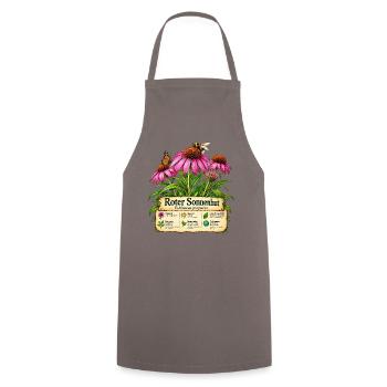 Roter Sonnenhut - Pflanzenmotiv - Geschenk Gärtner - Kochschürze - Grau - Vorne - AI Model Male 185 dark (185cm)