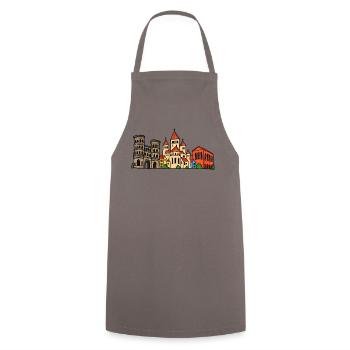 Trier Skyline im bunten Wachsmalstil - Kochschürze - Grau - Vorne - AI Model Male 185 dark (185cm)